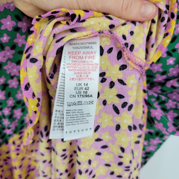Topshop women's micro ditzy floral maxy dress 10 short sleeve ruffle hem - Picture 5 of 10